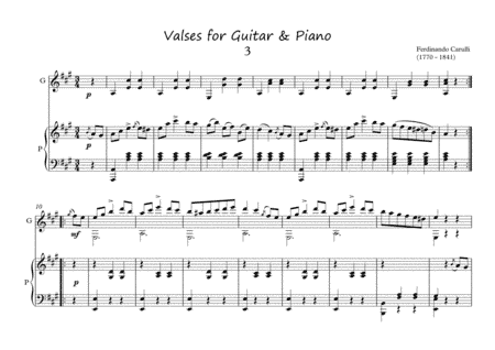 Valses for Guitar and Piano duet (arr. PianoSheetNow)