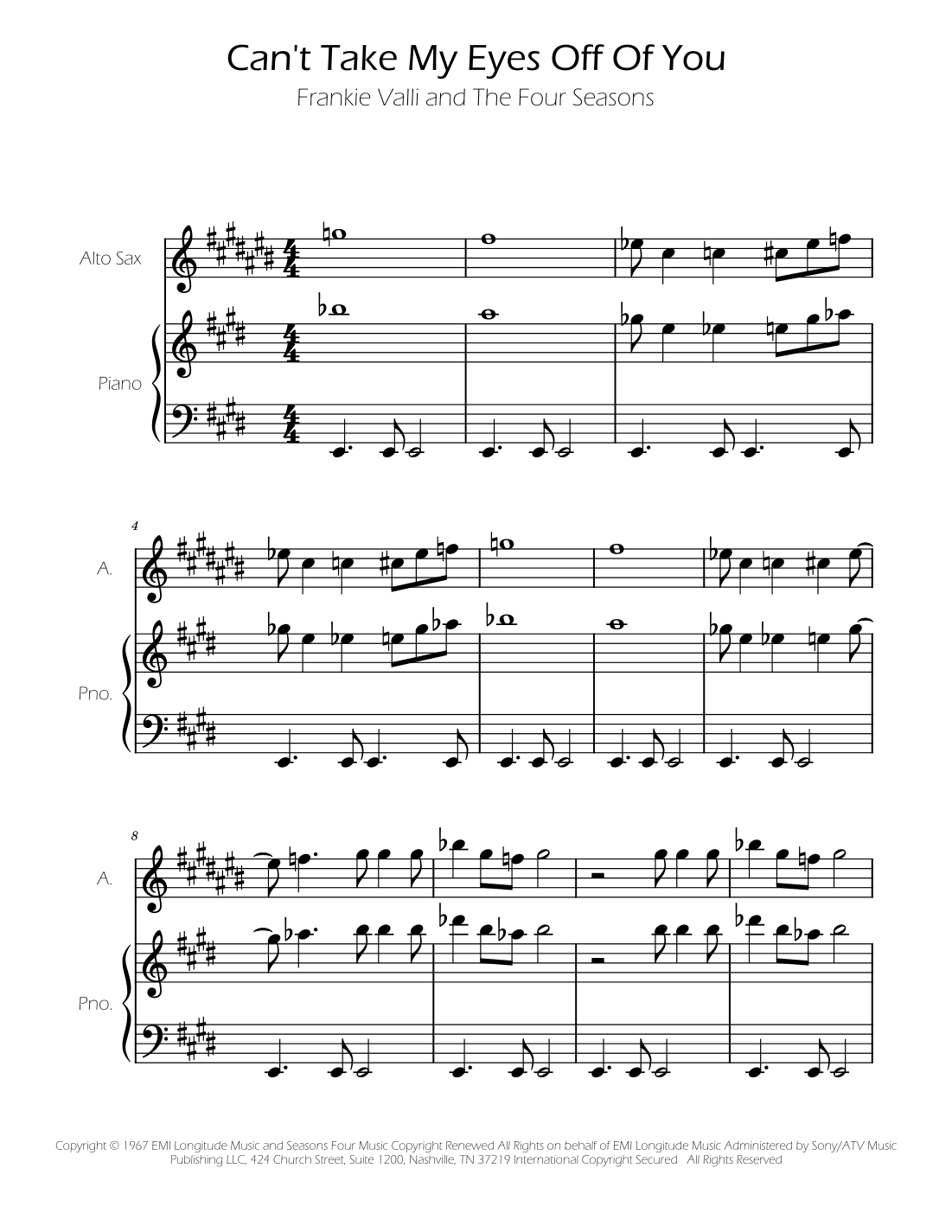 Can't Take My Eyes Off Of You (arr. Ygor Nunes)