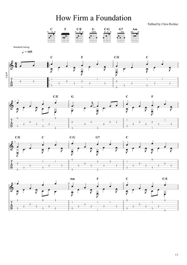 How Firm a Foundation (Solo Fingerstyle Guitar Tab) (arr. Chris Richter)