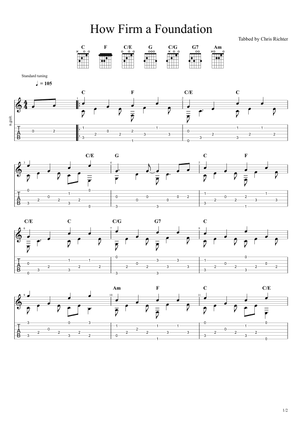 How Firm a Foundation (Solo Fingerstyle Guitar Tab) (arr. Chris Richter)