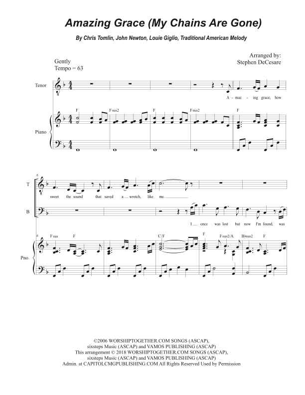 Amazing Grace (my Chains Are Gone) (arr. Stephen DeCesare)