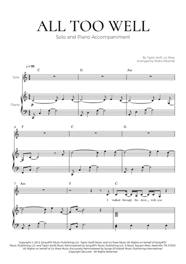 All Too Well (arr. Pedro Merendi)