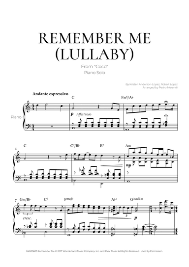 Remember Me (lullaby) (arr. Pedro Merendi)