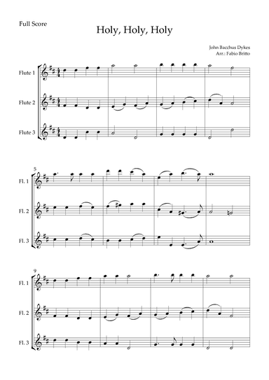 Holy, Holy, Holy (Traditional Christian Song) for Flute (arr. Fabio Britto)