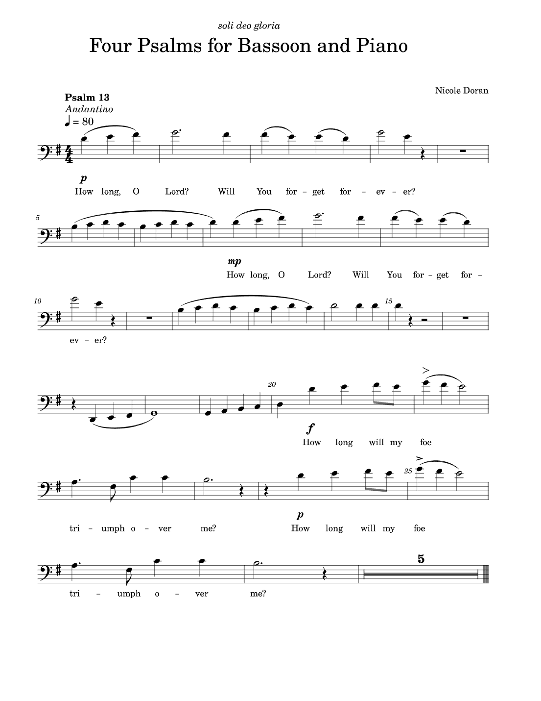 Four Psalms for Bassoon and Piano (bassoon part)