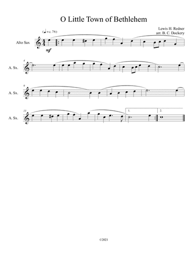 O Little Town of Bethlehem (Alto Sax Solo) (arr. B. C. Dockery)