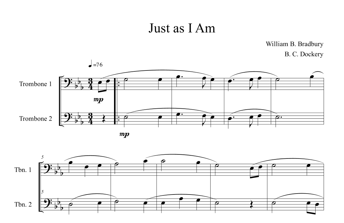 Just As I Am (Trombone Duet) (arr. B. C. Dockery)