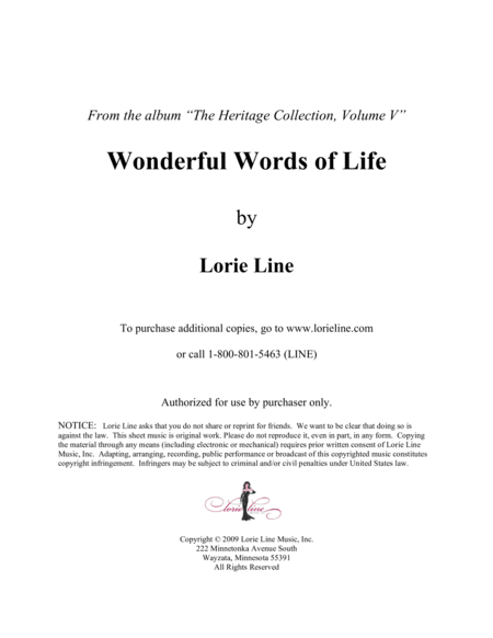 Wonderful Words Of Life (arr. Lorie Line)