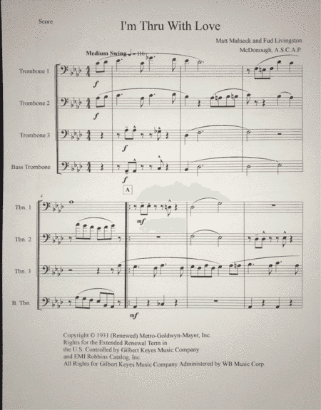 I'm Thru With Love (arr. Michael C. McDonough, A.S.C.A.P.)