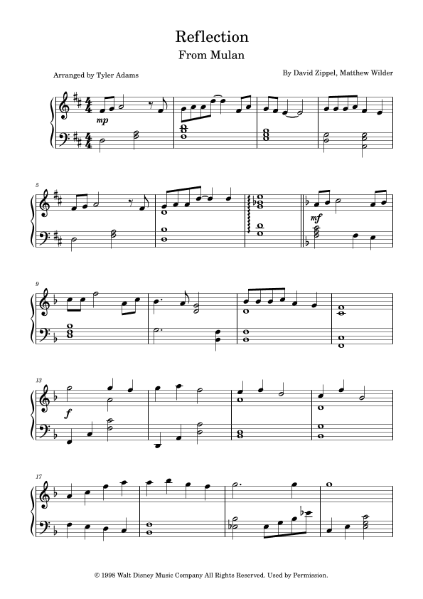 Reflection (arr. Tyler Adams)