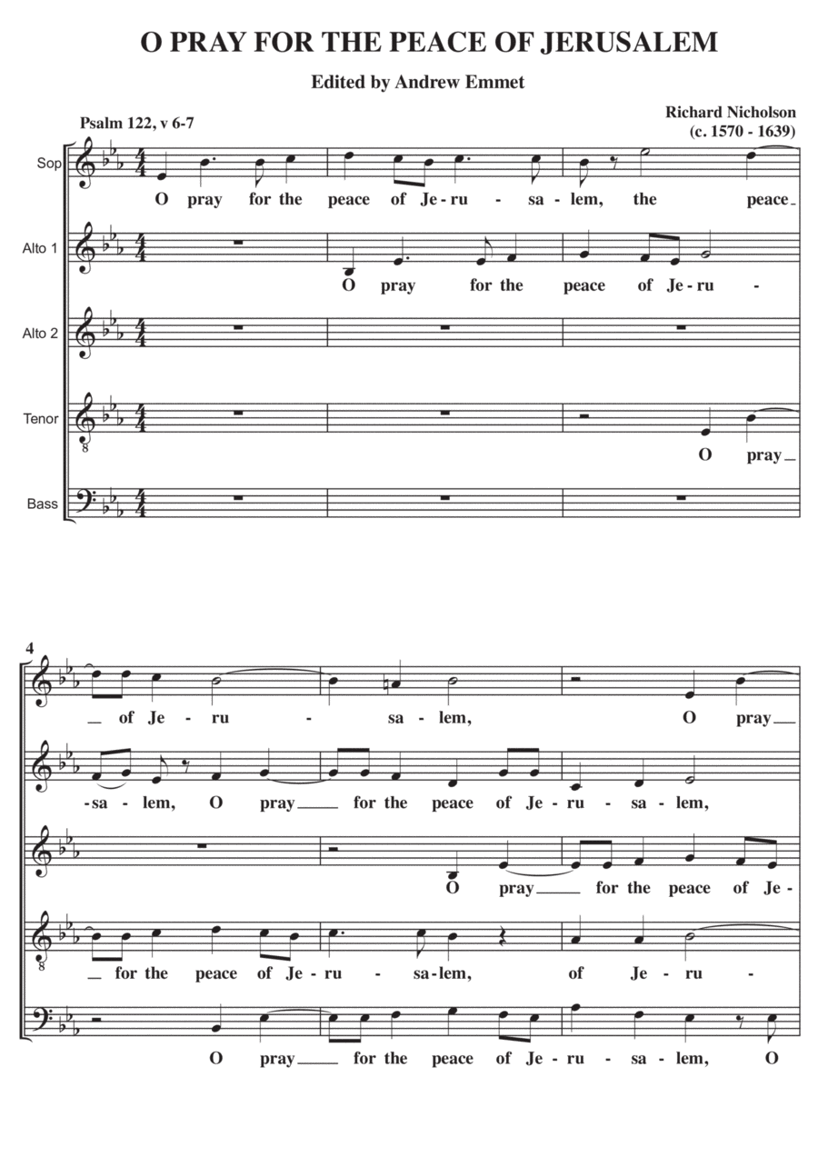 O Pray For The Peace Of Jerusalem A Cappella (arr. Edited by Andrew Emmet)