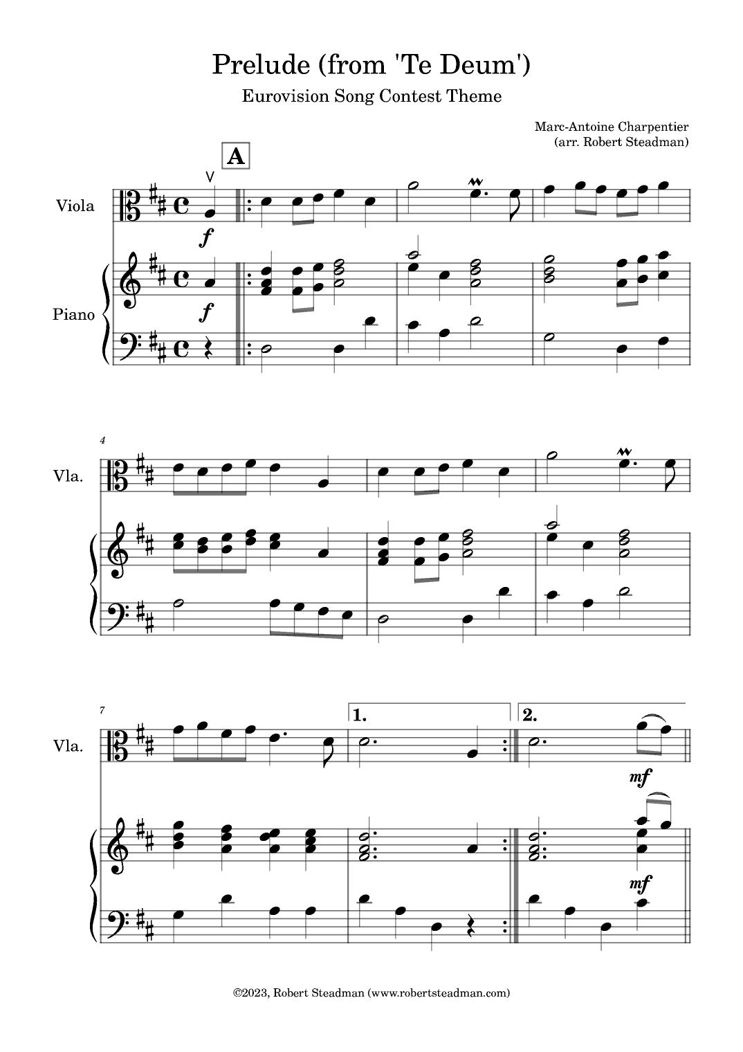 Prelude (from 'Te Deum') - EUROVISION SONG CONTEST THEME (arr. Robert Steadman)