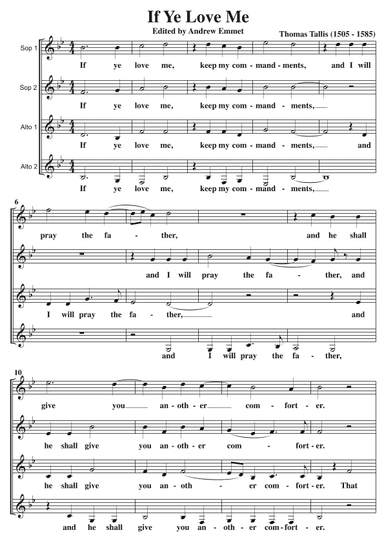 If Ye Love Me A Cappella SSAA (arr. Edited by Andrew Emmet)