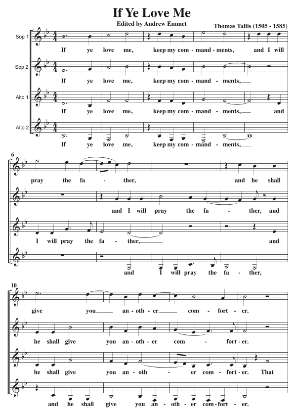 If Ye Love Me A Cappella SSAA (arr. Edited by Andrew Emmet)