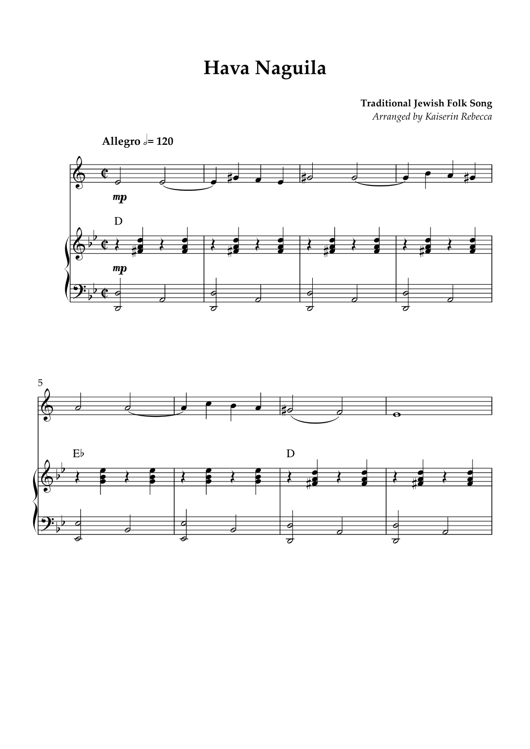 Hava Naguila (arr. Kaiserin Rebecca)