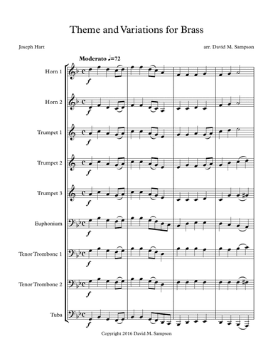 Theme and Variations for Brass (arr. David M. Sampson)