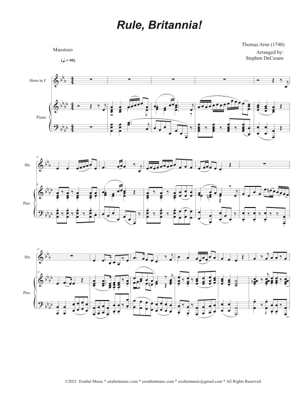 Rule, Britannia! (French Horn solo and Piano) (arr. Stephen DeCesare)