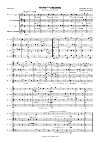 Merry Wandering for Saxophone Quartet (arr. Martin Todd)