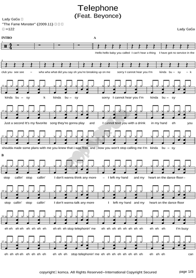 Telephone (feat. Beyonce) (arr. COPYDRUM)