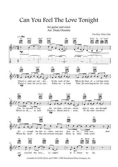 Can You Feel The Love Tonight (arr. Duda Oriontte)