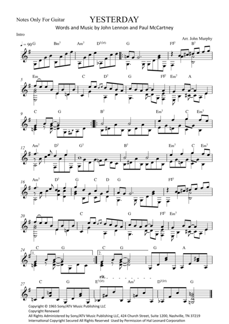 Yesterday (arr. John Murphy)