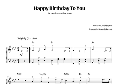Happy Birthday To You (easy-intermediate piano – Ab major) (arr. Bernardo Pereira)