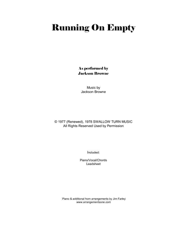 Running On Empty (arr. Jim Farley www.arrangementsone.com)