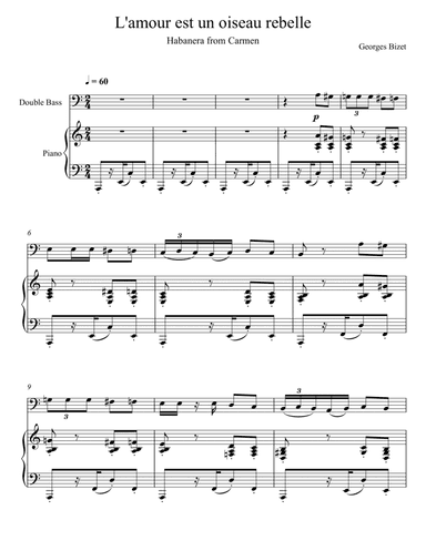 Georges Bizet- Habanera "L’amour est un oiseau rebelle" (Double Bass Solo) (arr. André Laitano)
