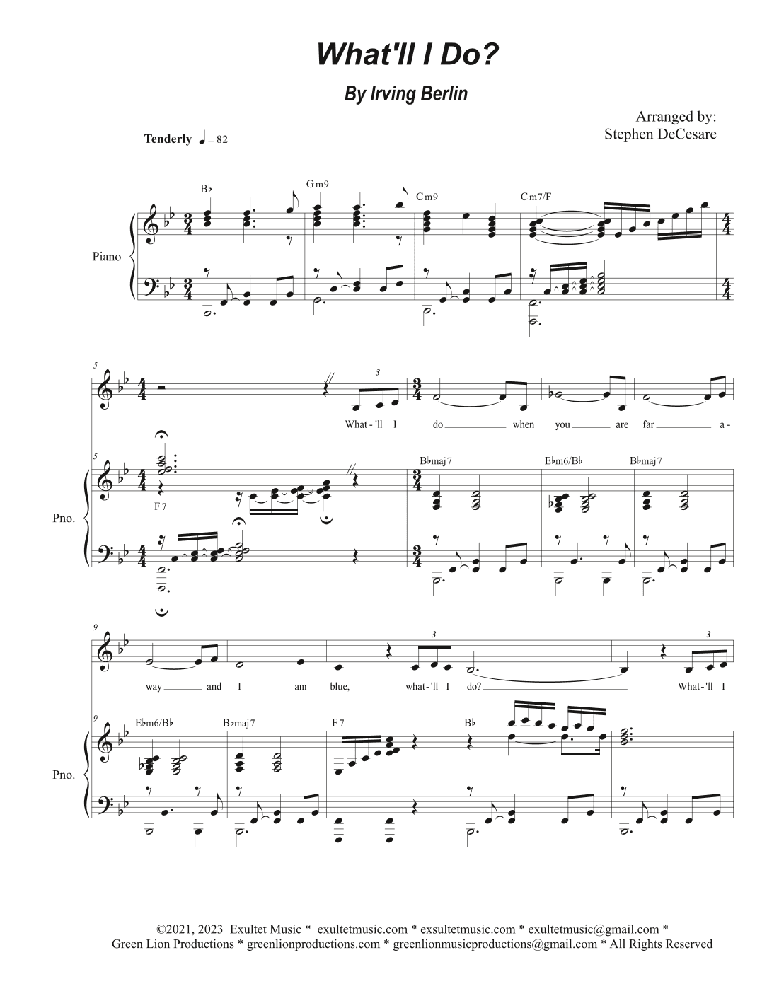 What'll I Do? (Vocal solo - Medium Key) (arr. Stephen DeCesare)