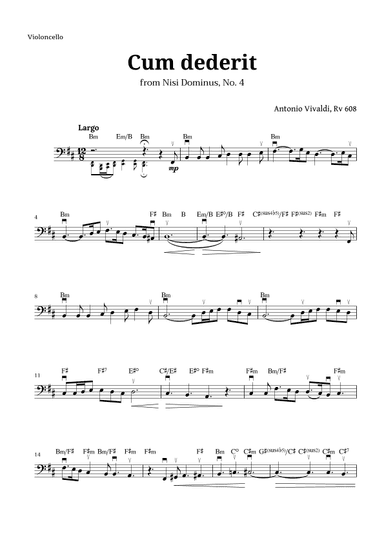 Cum dederit of Vivaldi for Cello and Chords (arr. Langanho)