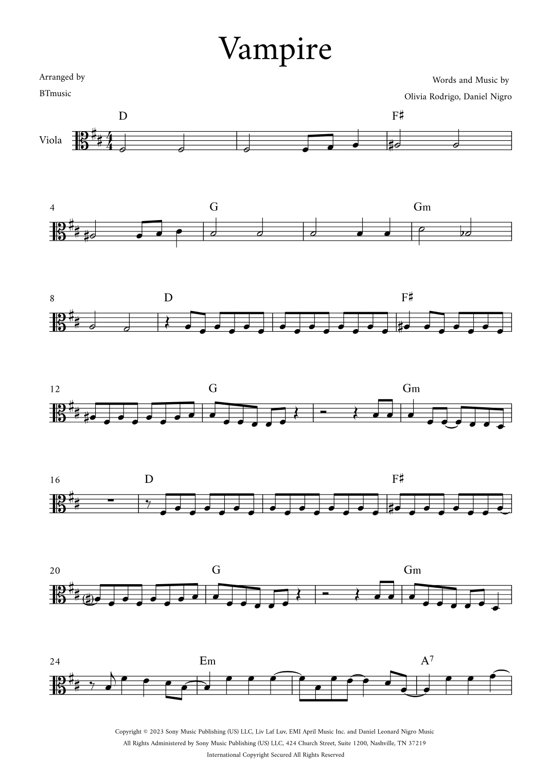 Vampire (arr. BTmusic)