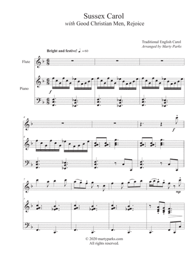 SUSSEX CAROL with Good Christian Men, Rejoice (Flute-Piano) (arr. Marty Parks)