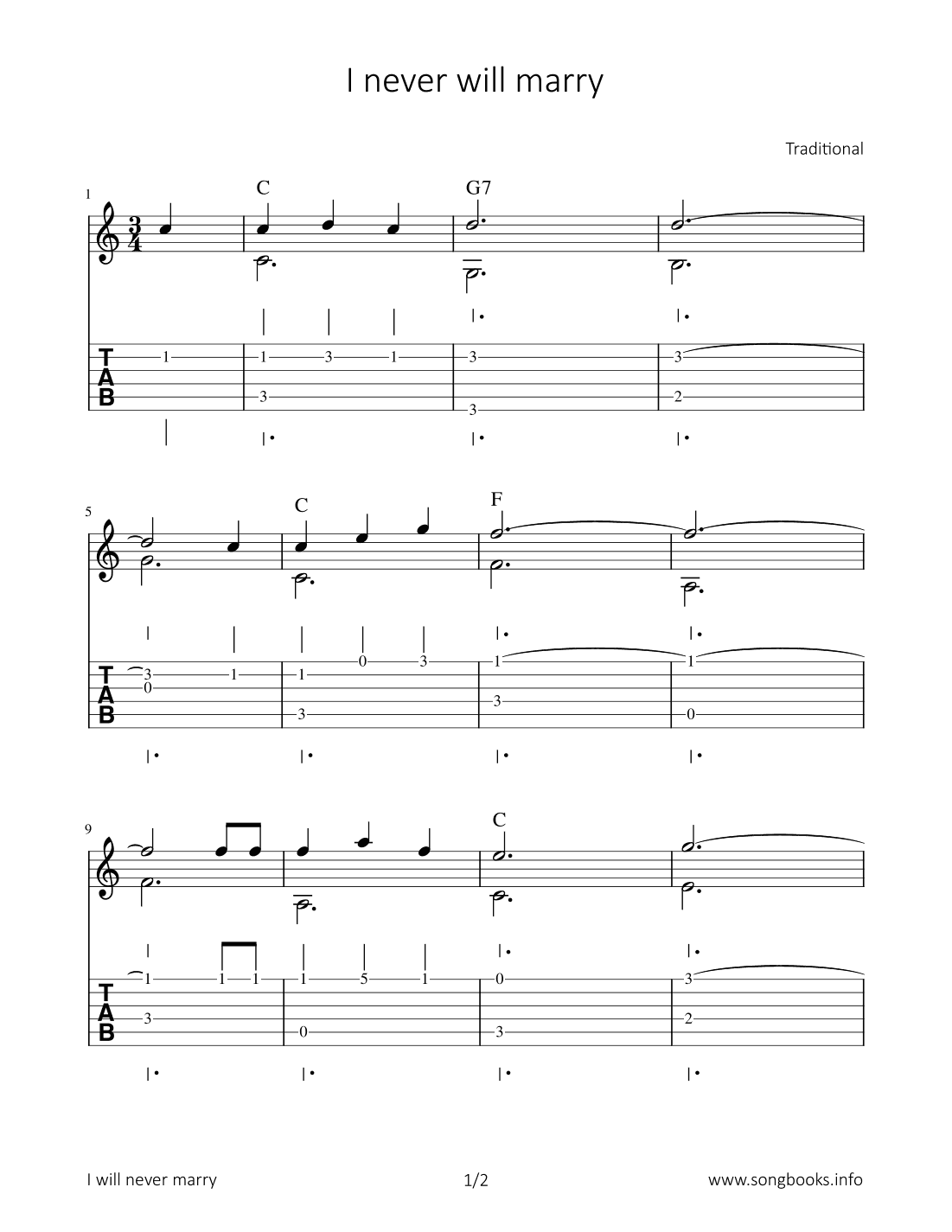 I never will marry (arr. Bettina Schipp)