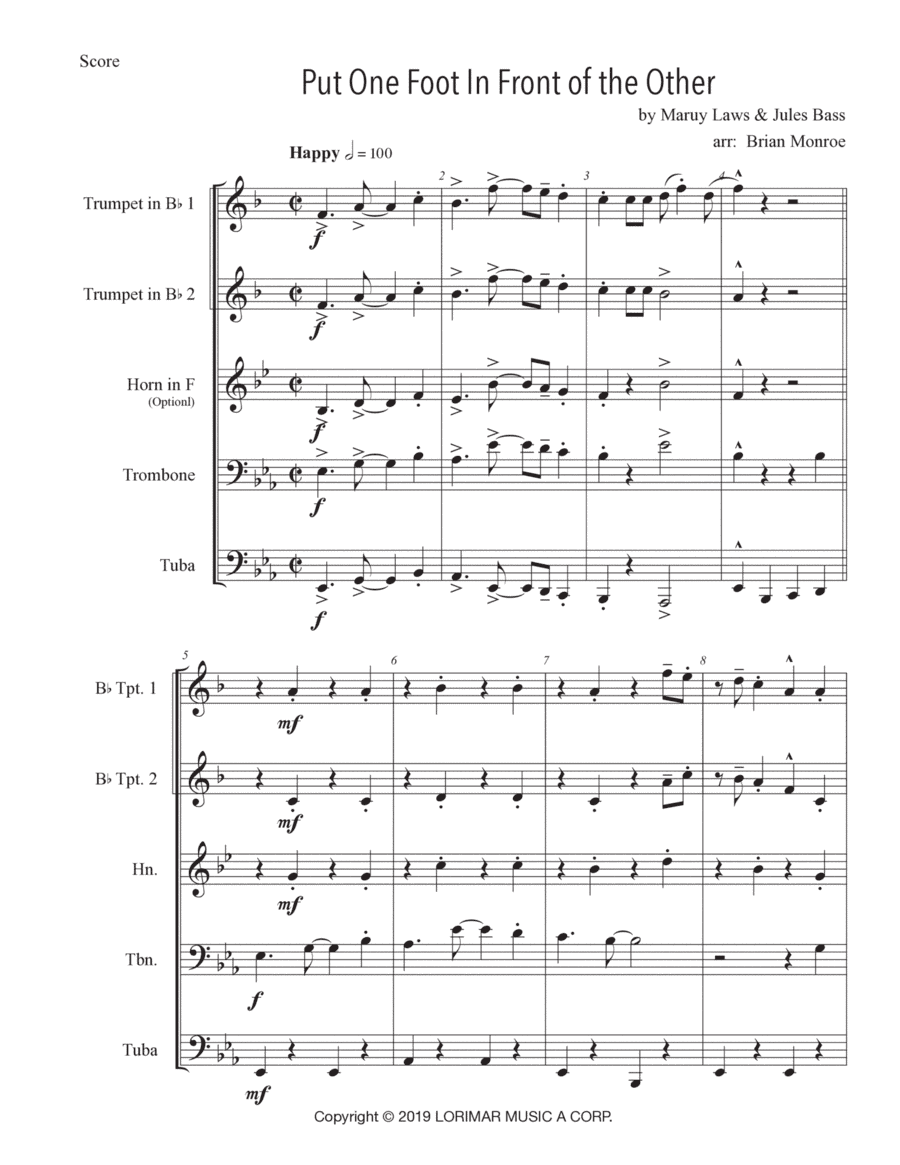 Put One Foot In Front Of The Other (arr. Brian Monroe)