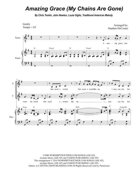 Amazing Grace (my Chains Are Gone) (arr. Stephen DeCesare)