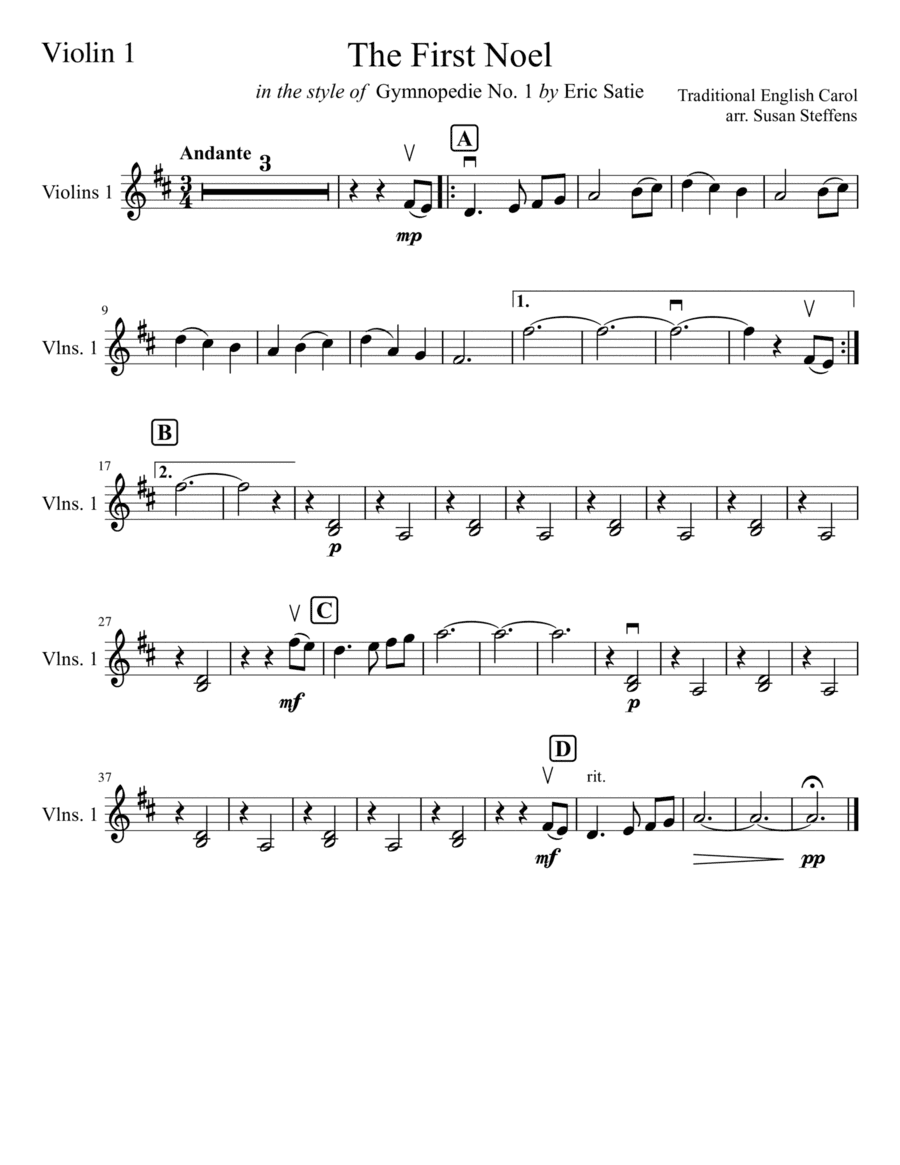 The First Noel (Gymnopedie No. 1) (arr. Susan Steffens)
