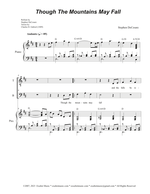 Though The Mountains May Fall (2-part choir - (TB)