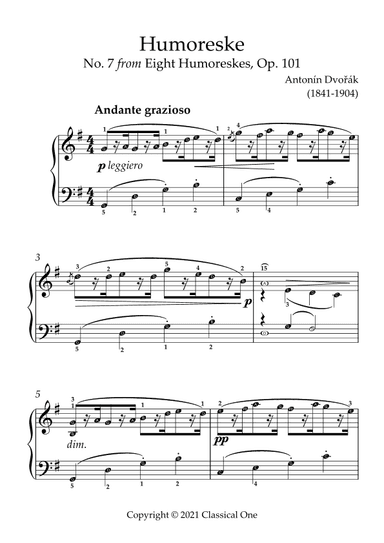 Dvorak - Humoreske(With Note name) (arr. MPS)