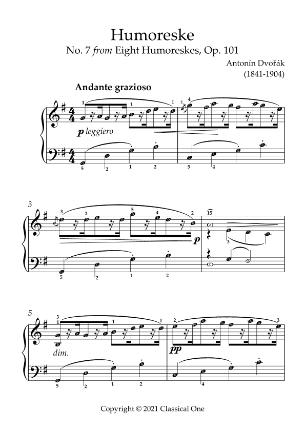 Dvorak - Humoreske(With Note name) (arr. MPS)