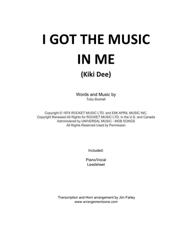 I Got The Music In Me (arr. Jim Farley)