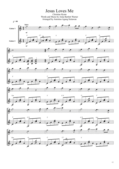 Jesus Loves Me (Duet Guitar Score) (arr. Antonius Agung Setiawan)