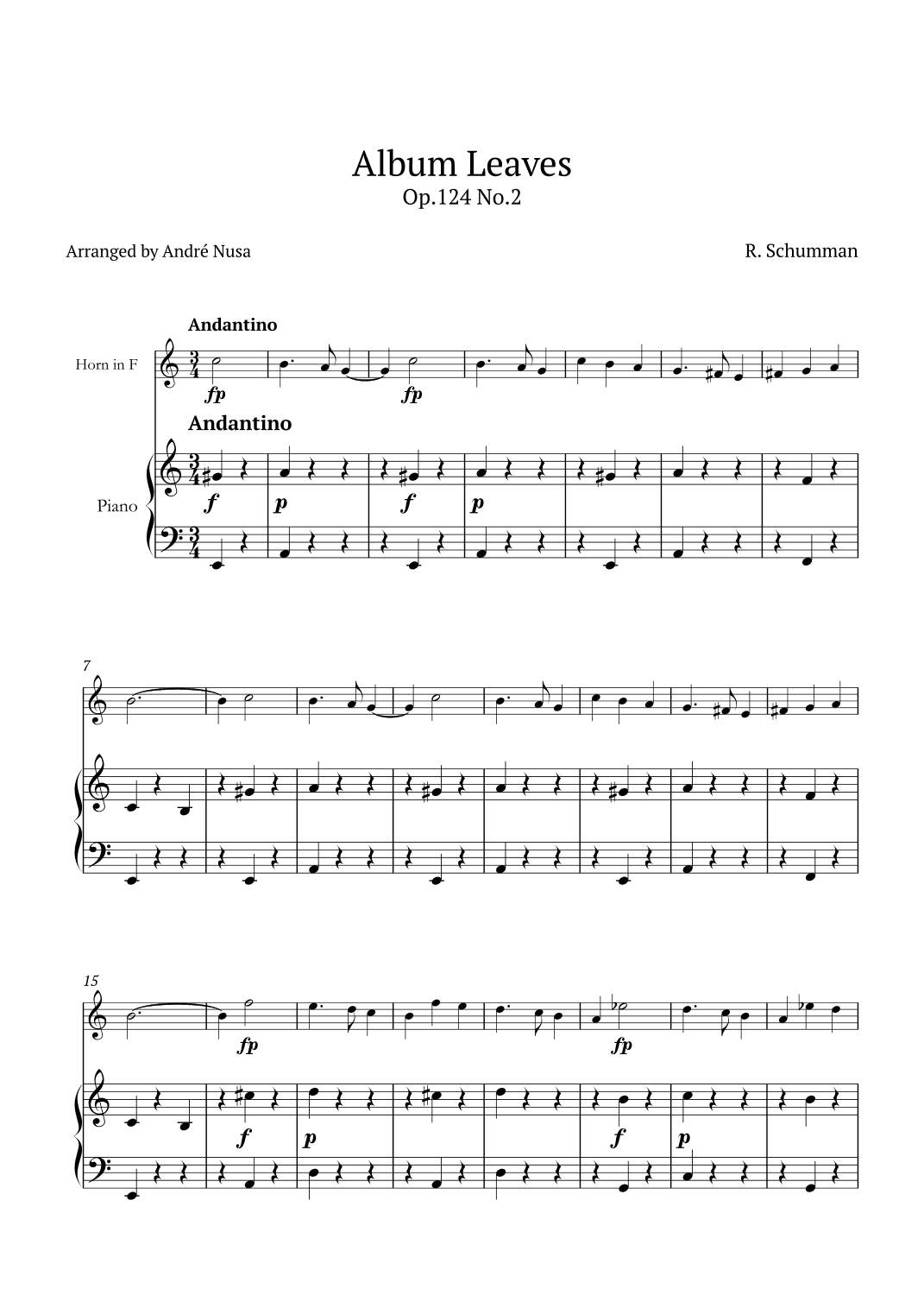 Album Leaves Op.124 No.2 (arr. André Nusa)