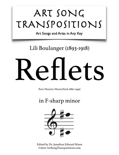 BOULANGER: Reflets (transposed to F-sharp minor) (arr. ArtSongTranspositions.com)