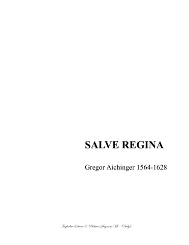 SALVE REGINA - Aichinger - For SST Choir (arr. Renato Tagliabue)