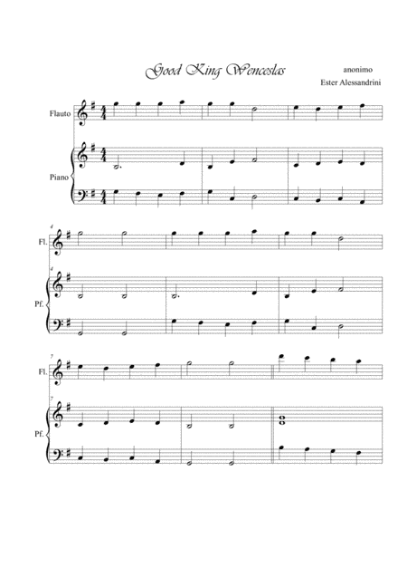 Good King Wenceslas. Flute and piano (arr. Ester Alessandrini)