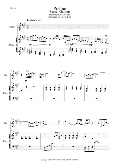 Poeme (arr. Gavin Koh)