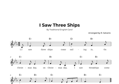 I Saw Three Ships (Key of E-Flat Major) (arr. R. Salvario)