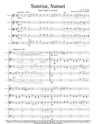 Sunrise, Sunset (arr. Matthew Naughtin)