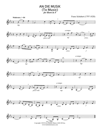 Franz Schubert - "An Die Musik" French Horn solo (arr. Len Rhodes)