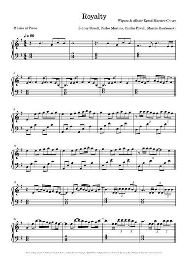 Royalty (arr. Música al Piano)